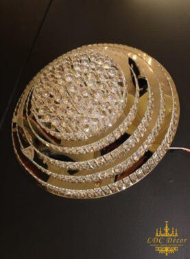 Round Tiered Mirror Crystal Ceiling Light