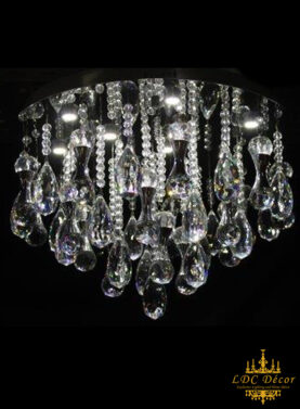 Suspended Circle Teardrop Crystals Ceiling Light