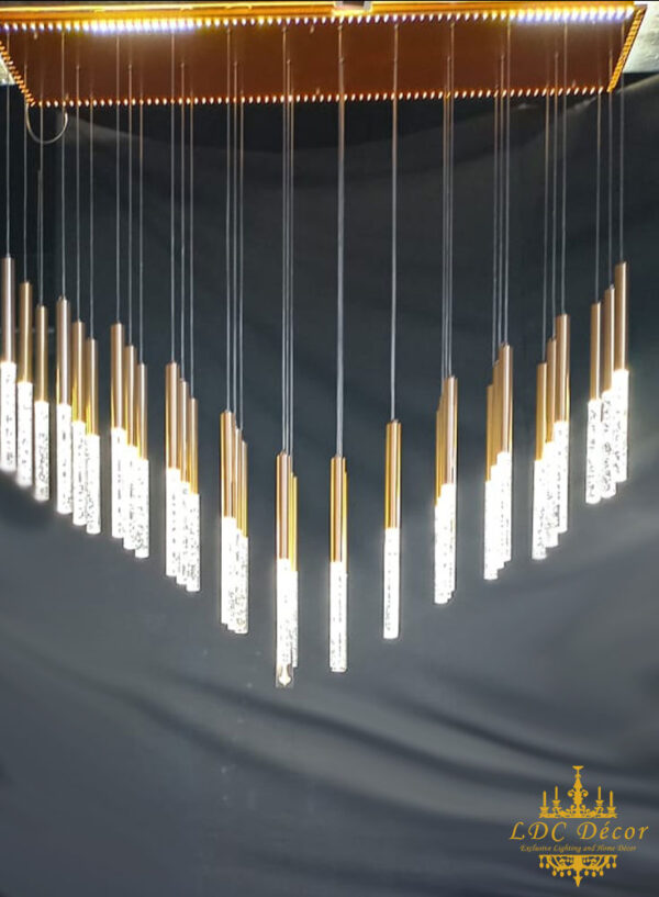 Suspended Brass Glass Tubes Ceiling Light