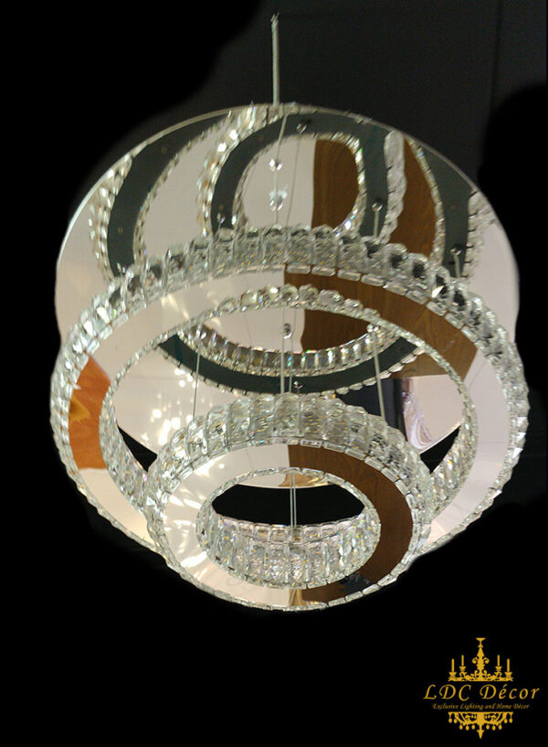 2 Ring Crystal Mirror Ceiling Light