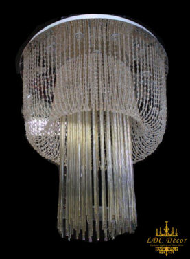 Hanging Bulbed Shaped Chain Crystal Ceiling Light