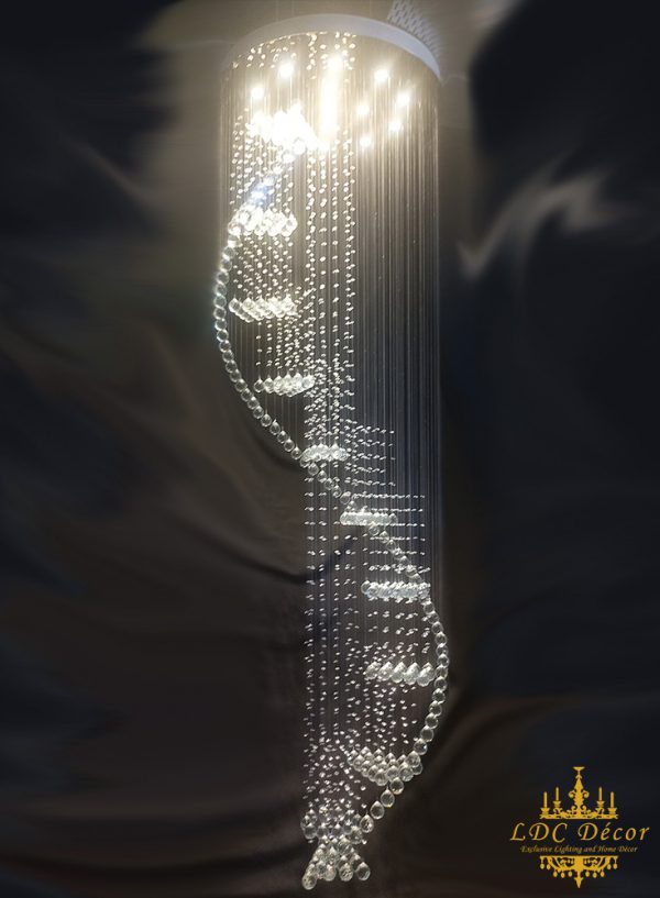 Long Crystal Step Chandelier