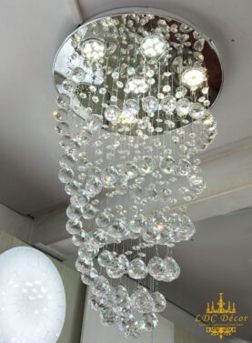 Crystal Balls Spiral Ceiling Chandelier