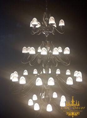 Modern Glass LED Bulb Tiered Chandelier