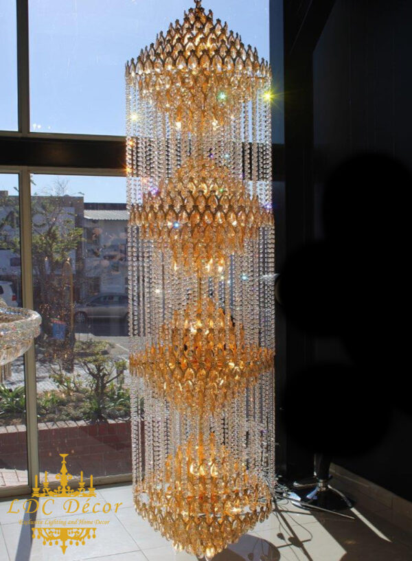 4 Layered Rain Crystal Chandelier