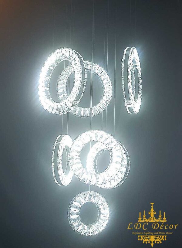 7 Vertical Ring Crystal Chandelier