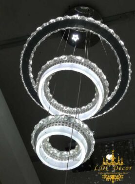 3 Ring Wide Crystal Chandelier